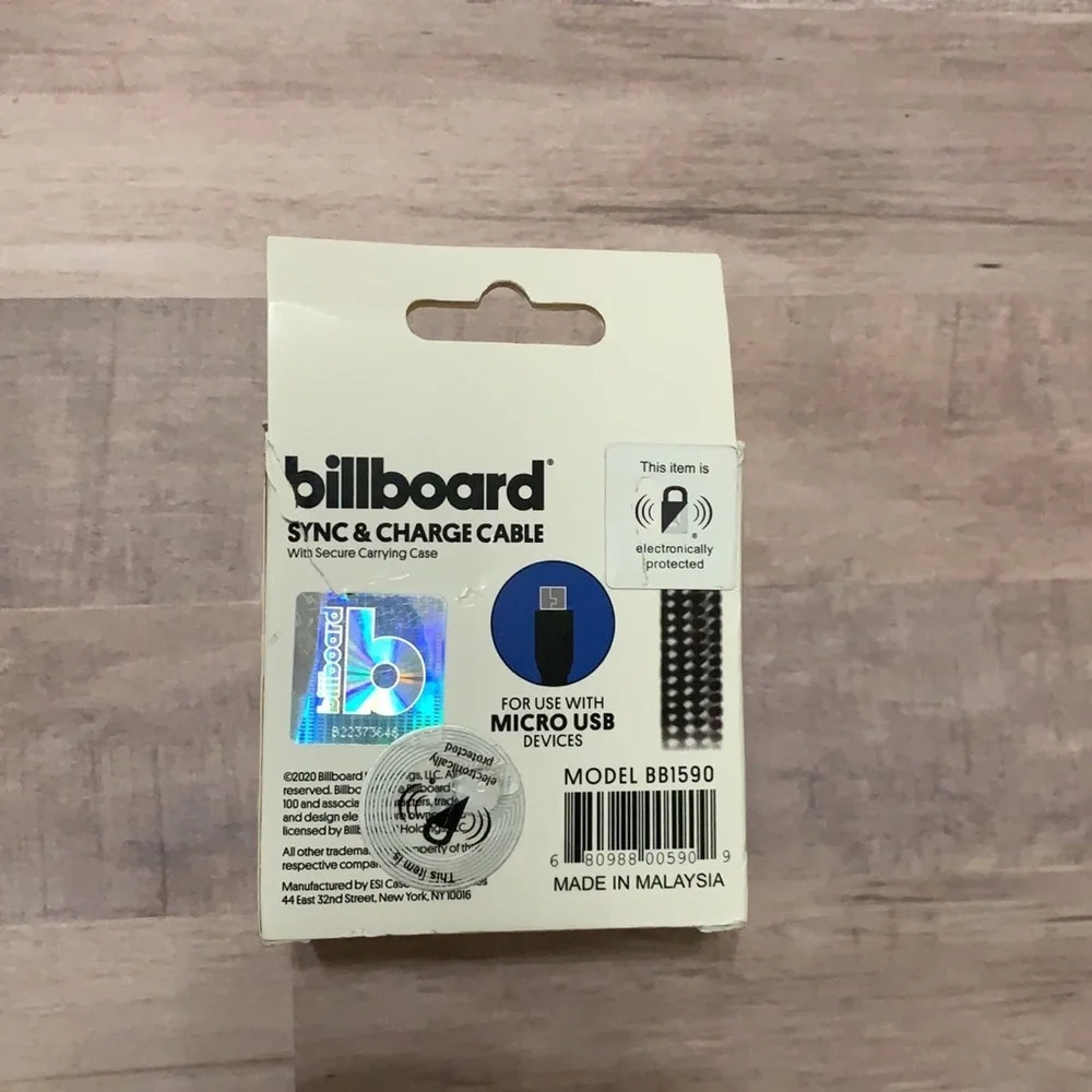 Billboard 6' Micro USB Sync & Charge Cable Black